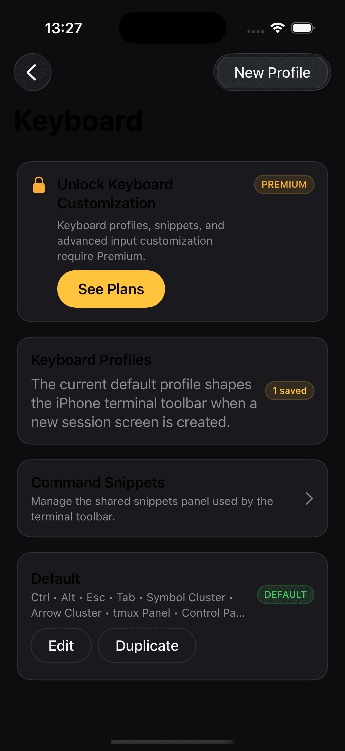 Termex keyboard profile customisation